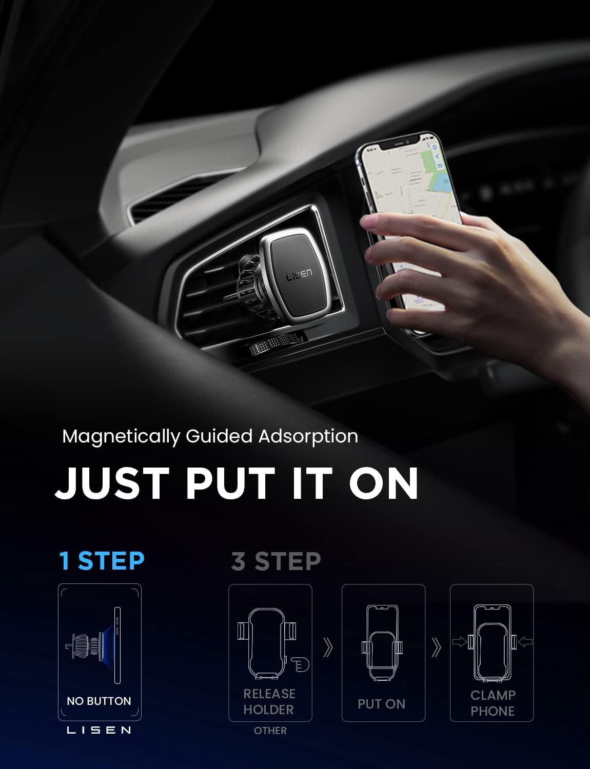 [6 Strong Magnet] LISEN 2 Pack Car Phone Holder