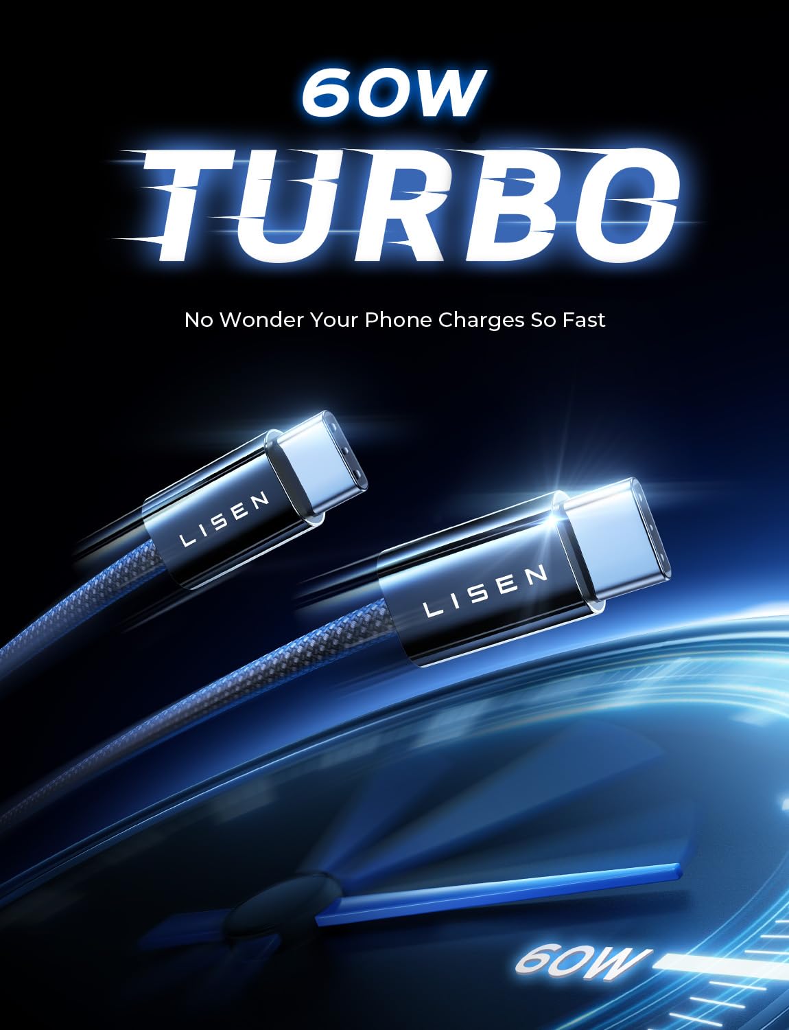 Lisen USB C to C ケーブル [60W、5本パック] 