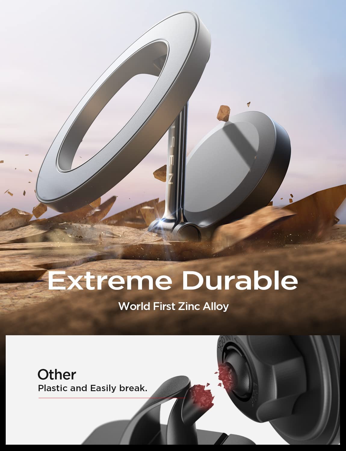 LISEN MagSafe カーマウント用 [24個の強力マグネット] 360°回転式マグネット式電話ホルダー 車用 ハンズフリー iPhone カーホルダーマウント ダッシュフォンマウント 車用 iPhone 15 14 13 12 Pro Max Plus Mini MagSafe ケースに対応