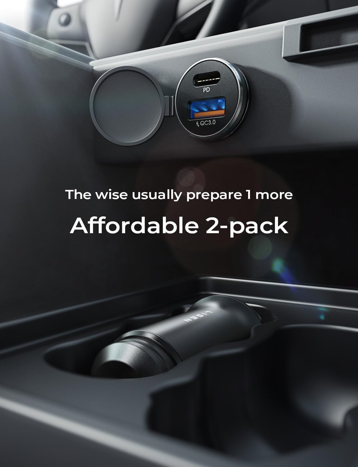 LISEN USB C Car Charger Adapter [2 Pack] [Mini & Metal]