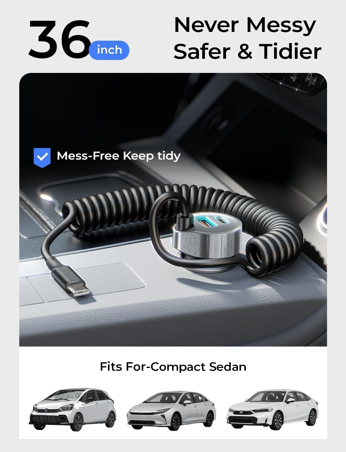 LISEN 90W for iPhone 17 16 15 Pro Max Car Charger USB C Fast Charge