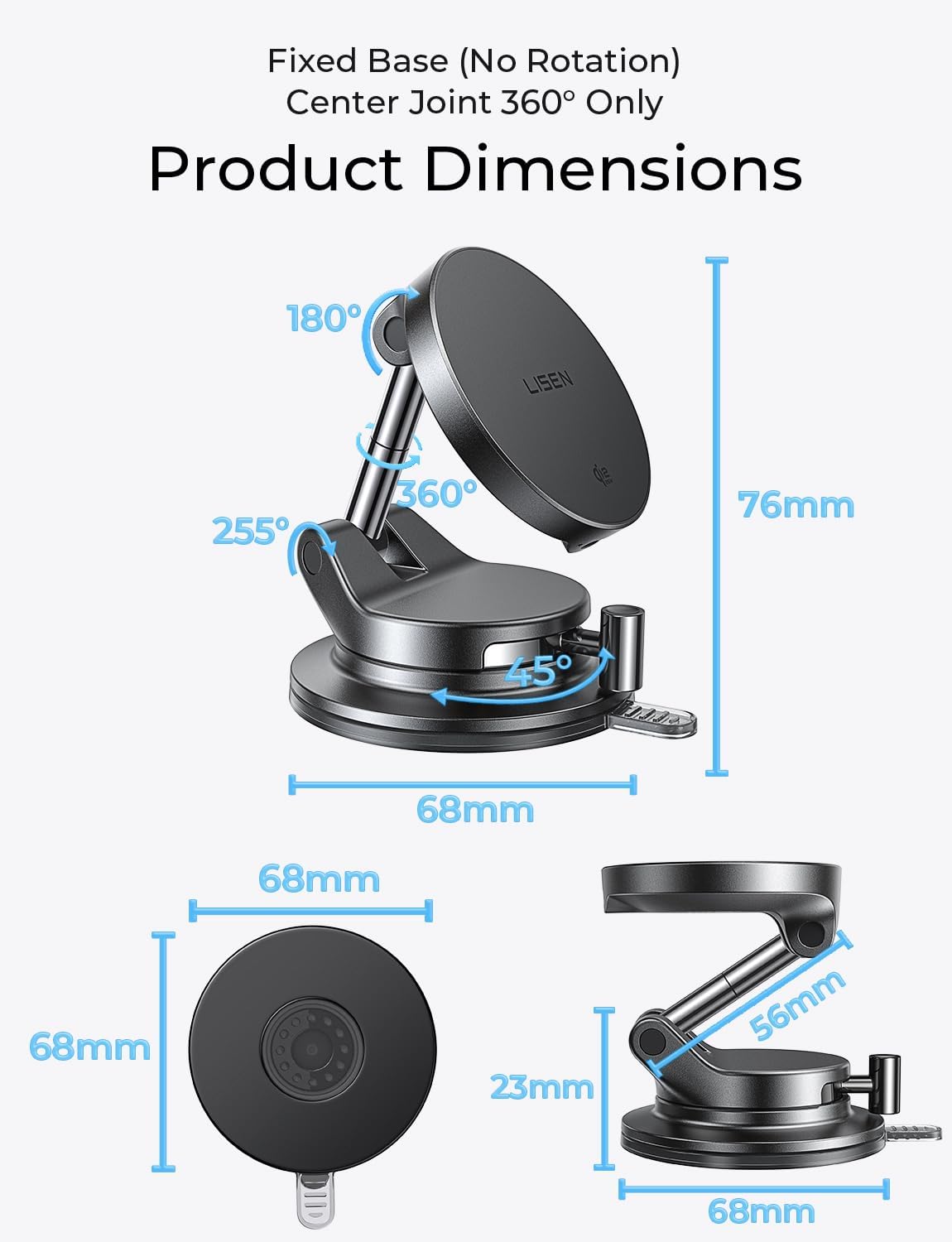 LISEN for Qi2.2 25W MagSafe Car Mount Charger,Magnetic Wireless Car Charger