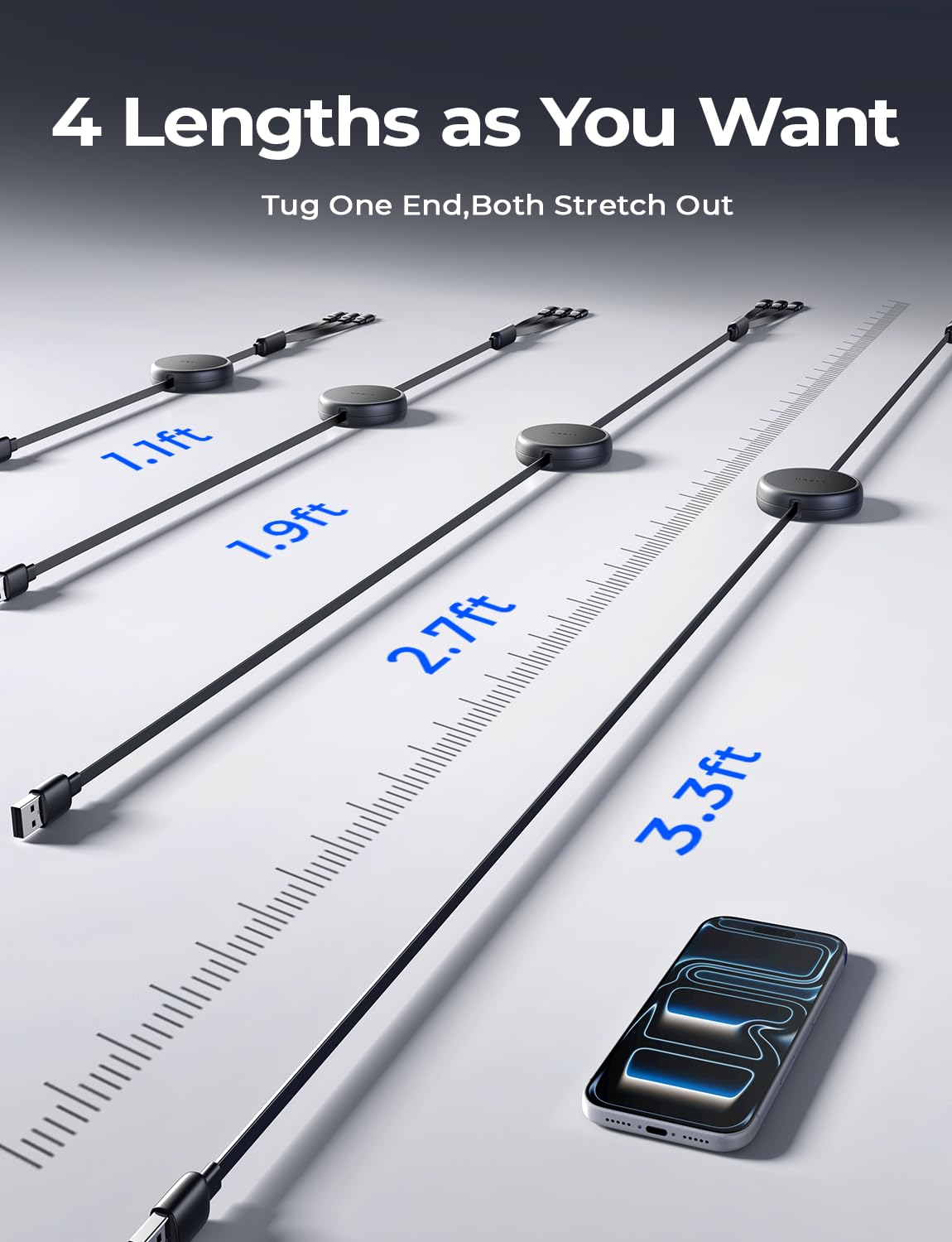 LISEN Multi 3 in 1 Retractable Charging Cable