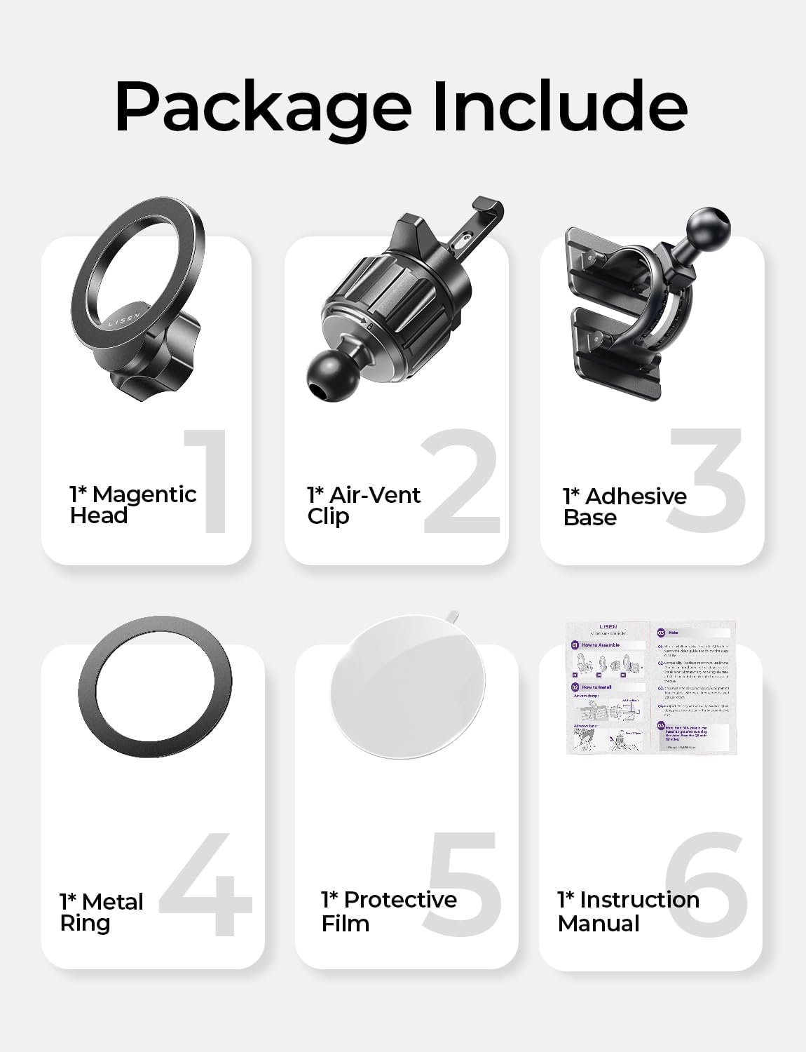 LISEN for iPhone 18 Pro Max Car Mount Holder Magnets Magnetic for MagSafe Car Mount Vent Dashboard Magnet Cell Phone Holder Mounts Car Accessories fit iPhone 18 Pro Max 17 16 15 14 13 12 Carbon Fiber