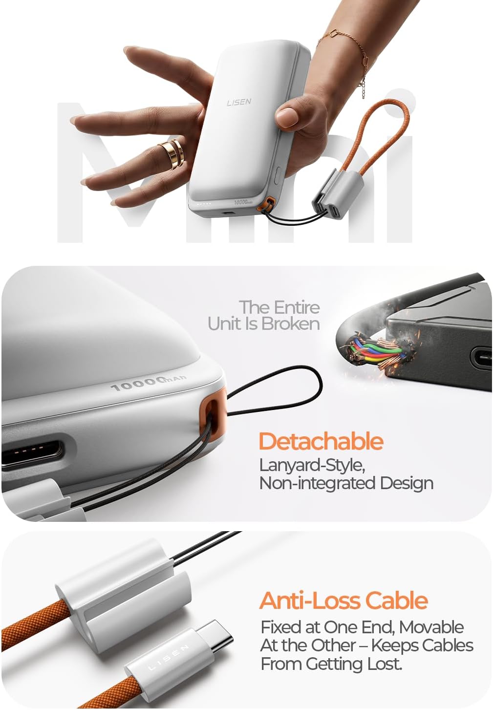 LISEN Qi2.2 25W for Magsafe Power Bank  (White)