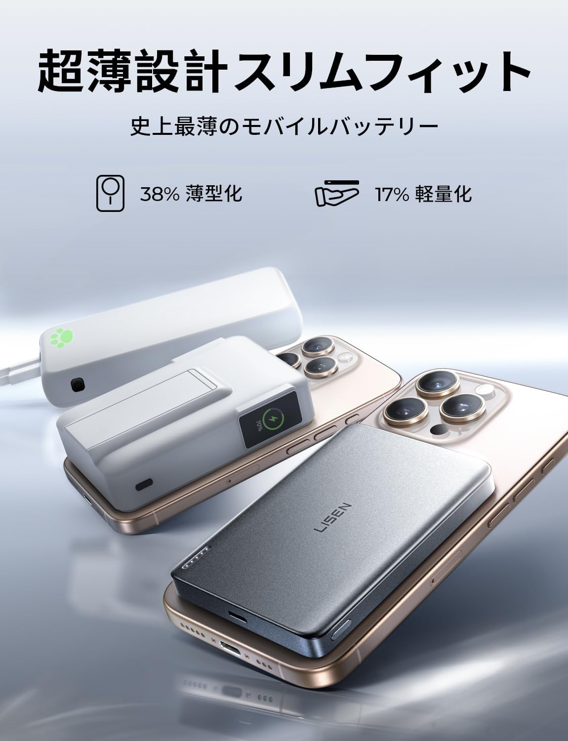 LISEN P601 Pro 27W Qi2 Ultra-Slim Power Bank