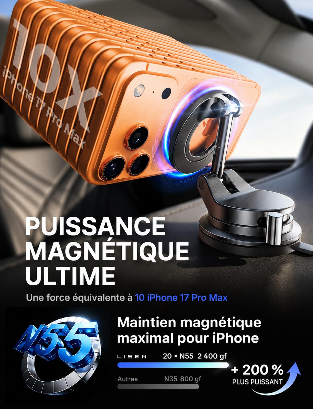 LISEN Magsafe Car Phone Holder Magnet