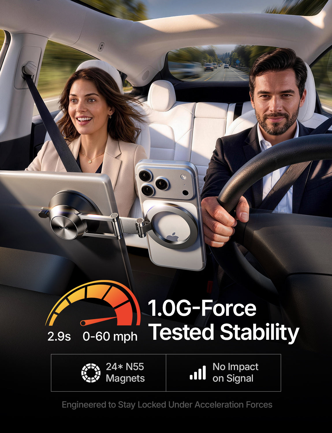 LISEN Tesla Phone Mount [Integrated and High-Efficiency] Magsafe Car Mount