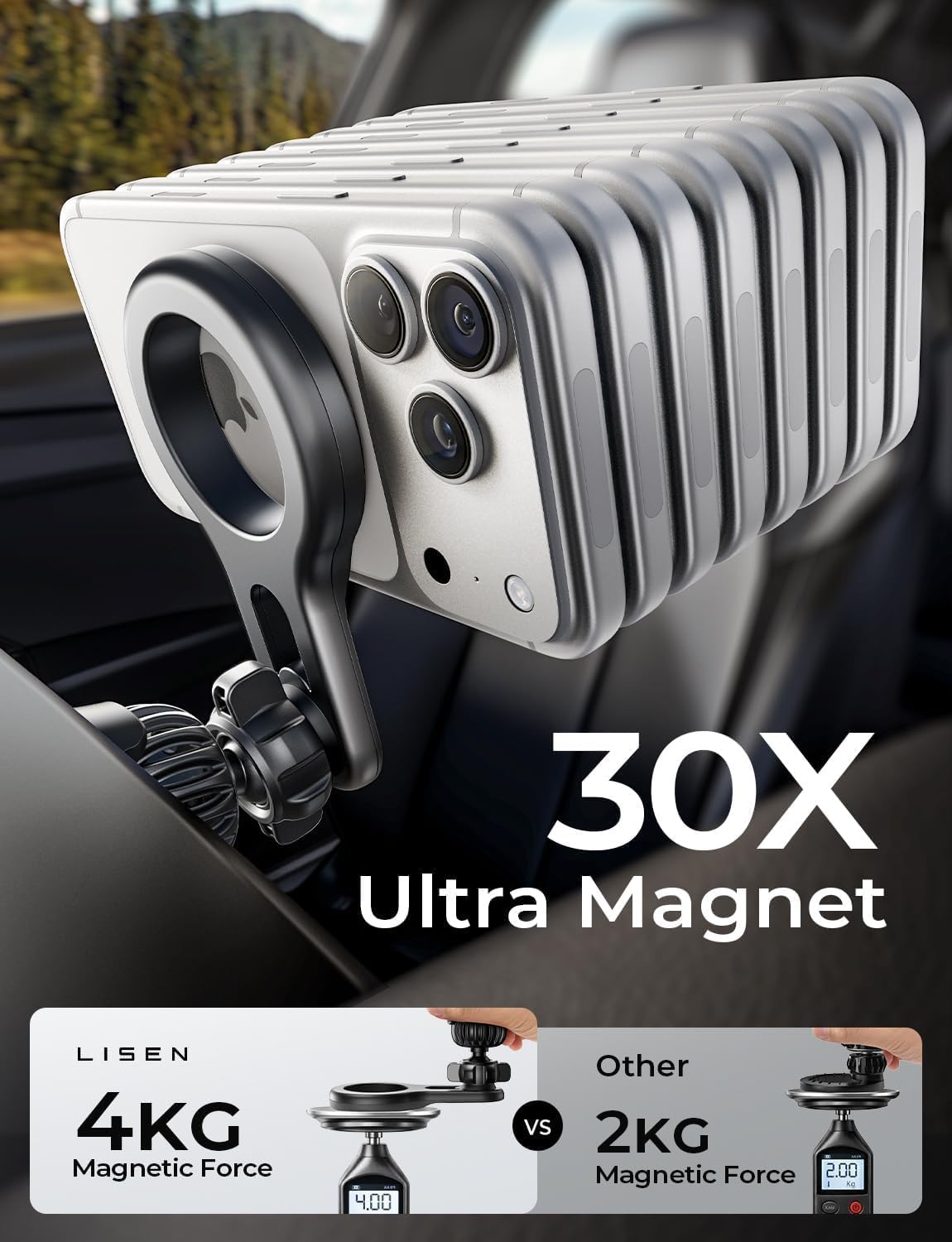 LISEN for MagSafe Car Mount for iPhone 18 Pro Max, Magnetic Phone Holder for Car Vent Phone Mount, Magnetic Car Phone Mount for, Air Vent Car Phone Holder Gifts for iPhone 18 Pro Max Car Holder 17 16