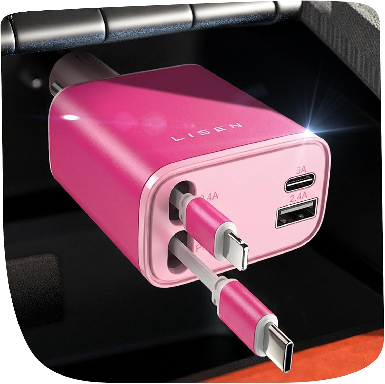 LISEN Retractable Car Charger Adapter for iPhone 17