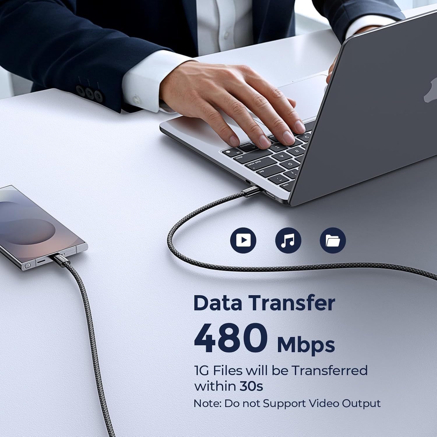 LISEN 2 Pack 240W USB C to USB C Cable 0.5M Charger Cable Black