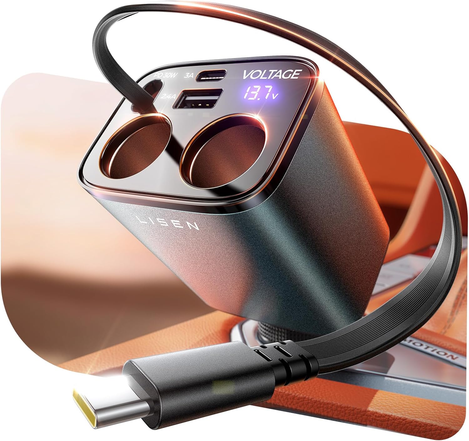 LISEN 5-in-1 シガー ライター スプリッター