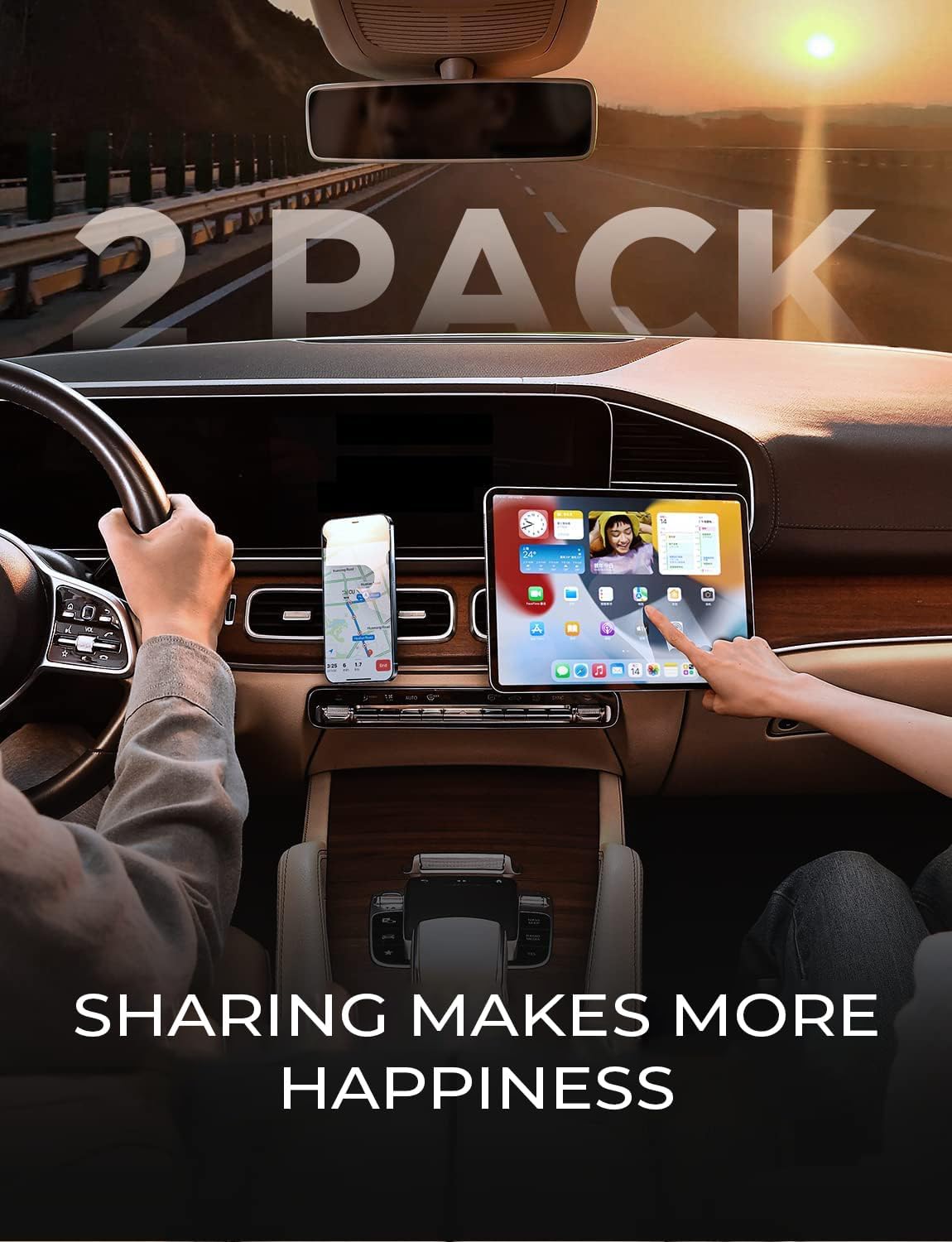 LISEN 2個パック マグネット式電話ホルダー 車用マグネット 車載通気口 6個ミリタリーマグネット 通気口 携帯電話ホルダー 車載プレートマウント iPhone 17/16/15/14/13 Pro Max Plus Samsung S25などに対応