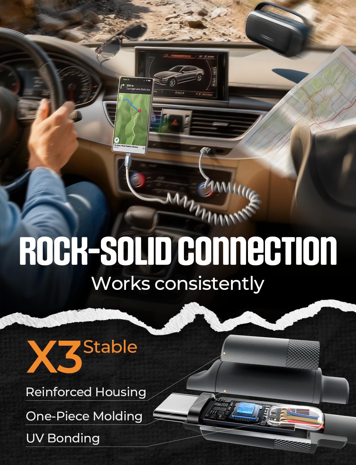 LISEN Coiled USB C Cable, 2 Pack for Car Play & Android Auto Cable