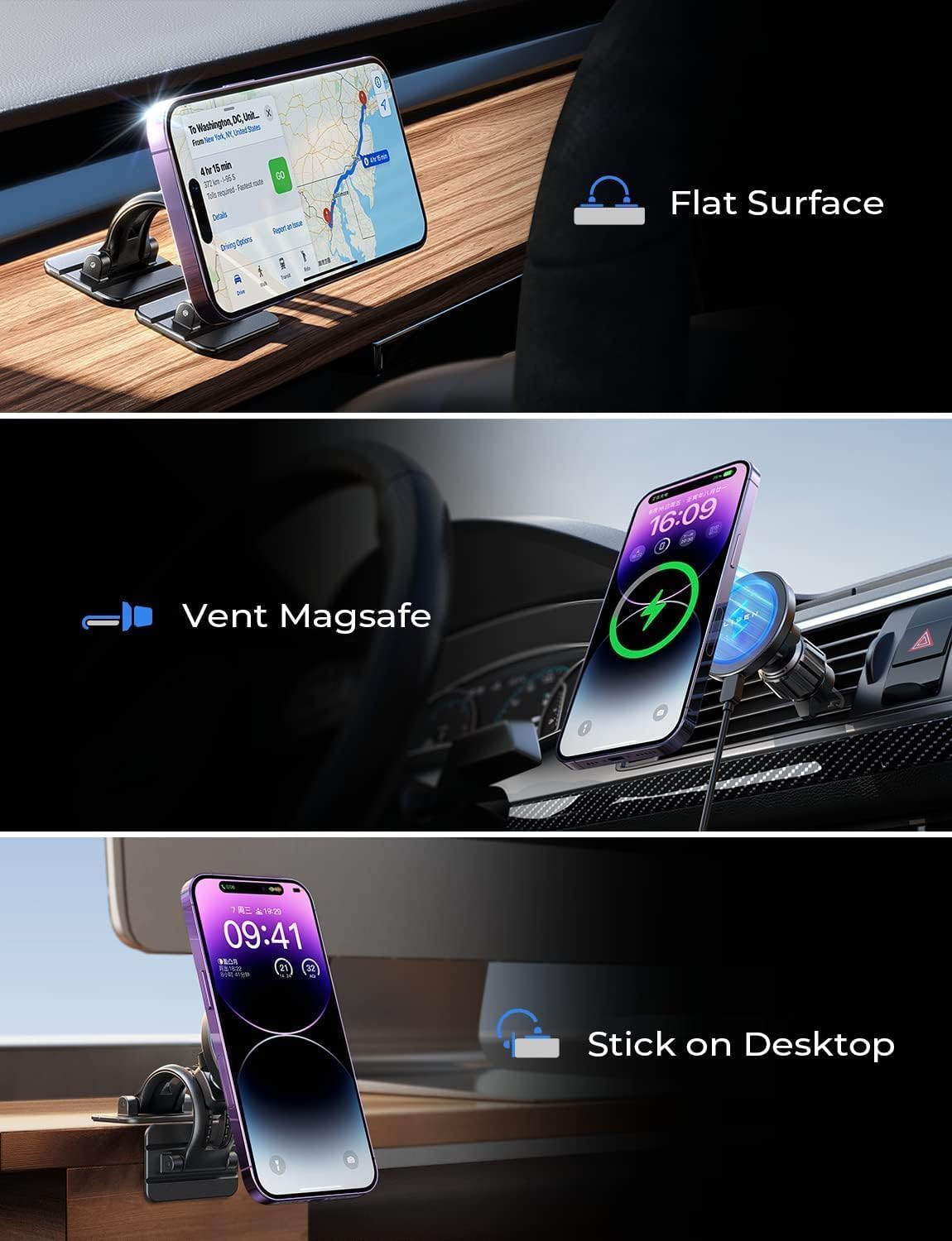 LISEN for MagSafe Car Mount Charger, 15W Wireless