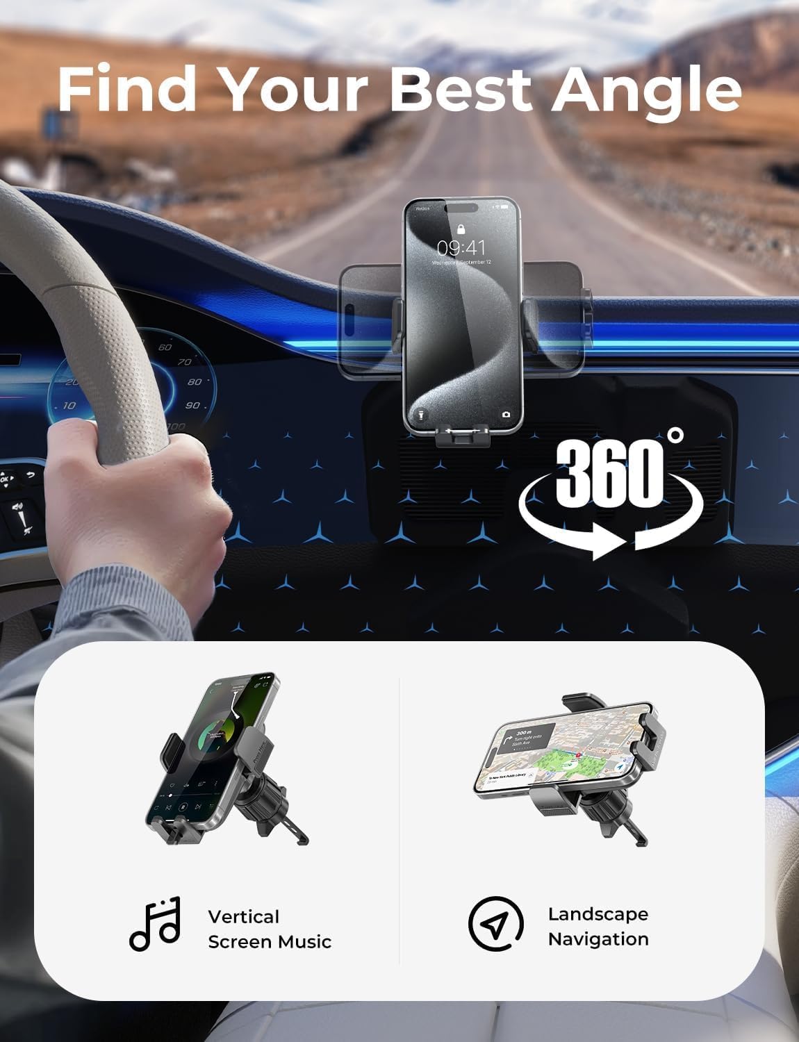 LISEN Car Phone Mount, Phone Holders for Your Car