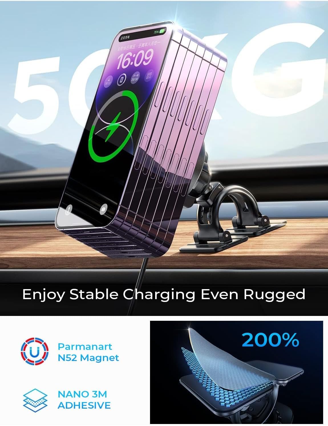 LISEN for MagSafe Car Mount Charger, 15W Wireless