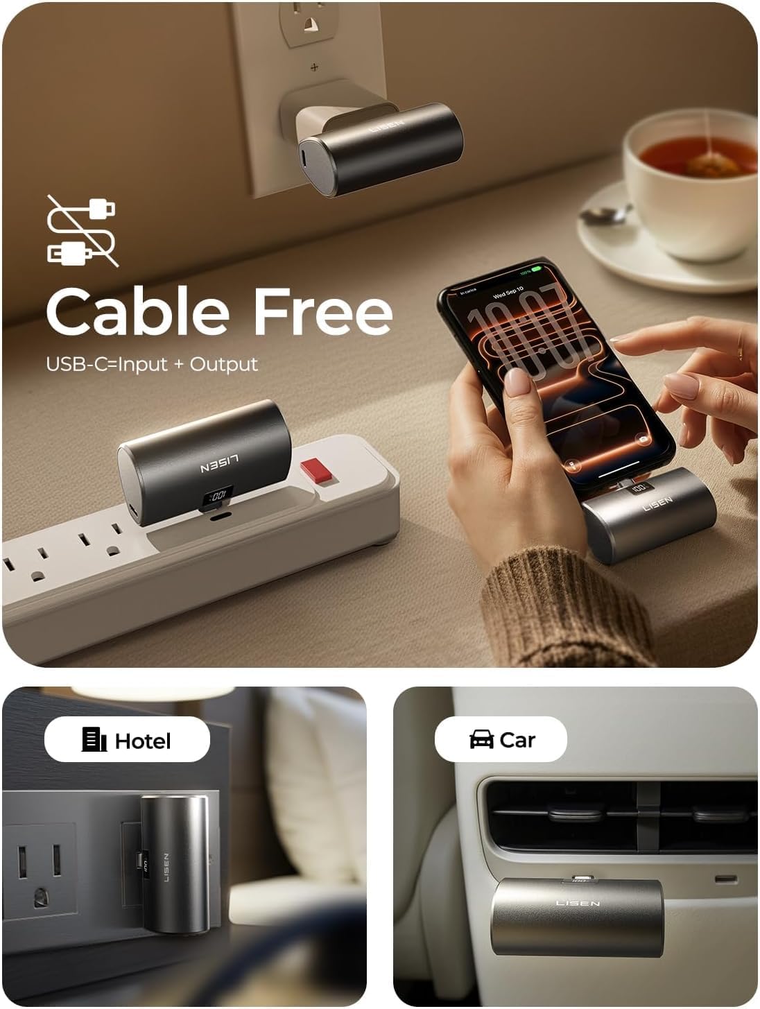 LISEN Kleine tragbare Powerbank mit 7000 mAh 
