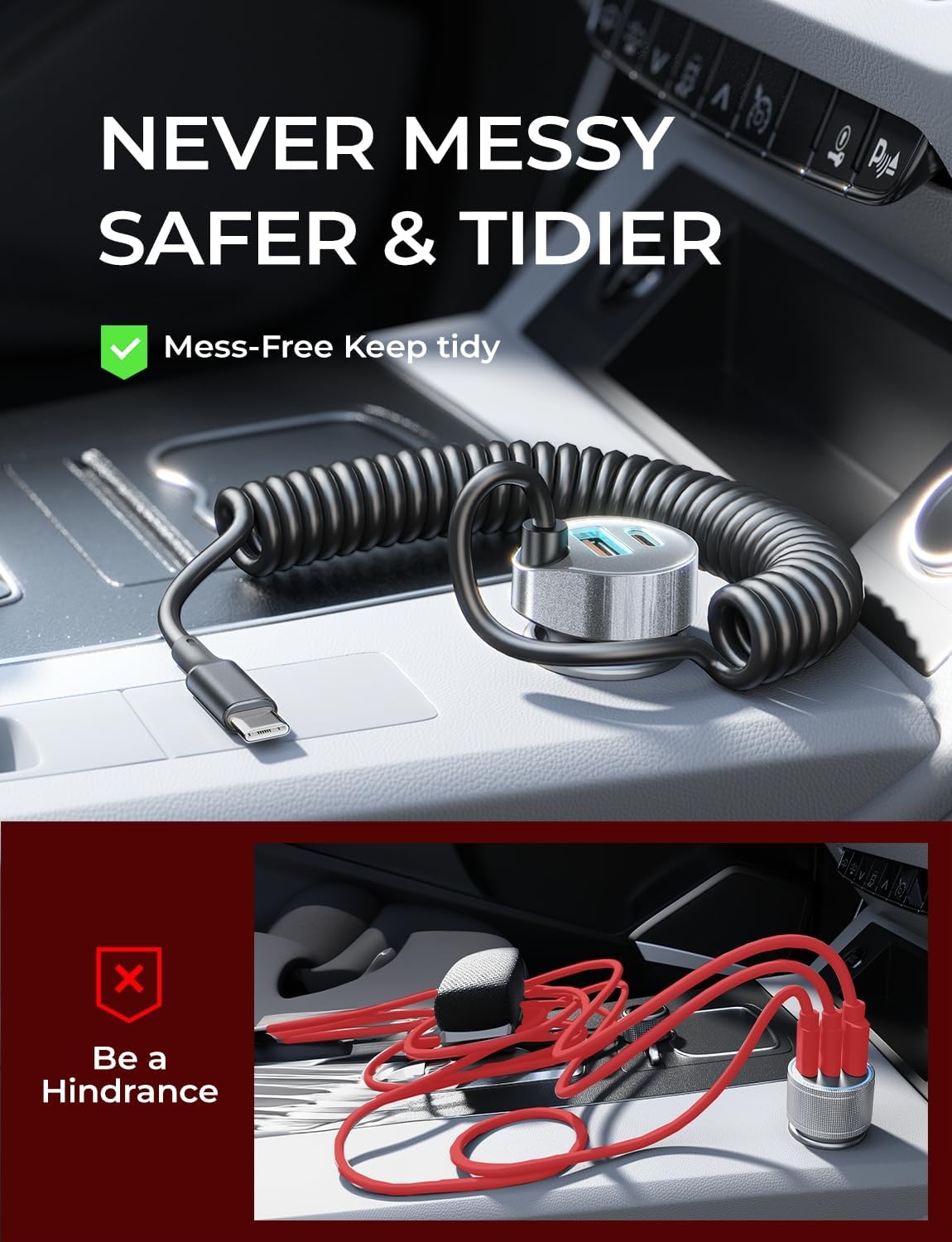 LISEN 65W Car Charger USB C Fast Charging