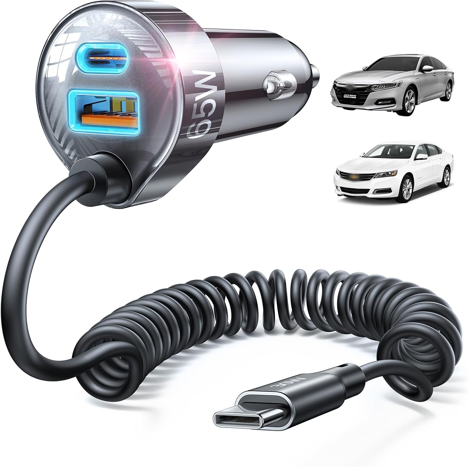 LISEN 65W Car Charger USB C Fast Charging