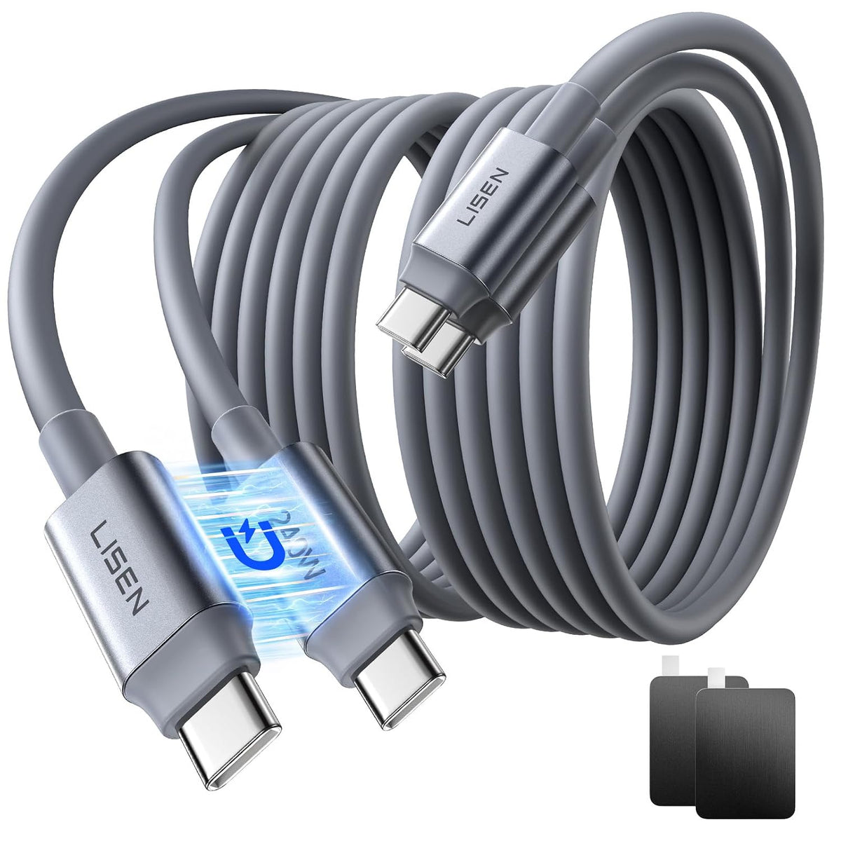 LISEN 240W Magnetic USB C Cable Fast Charging (2 Pack 5FT)