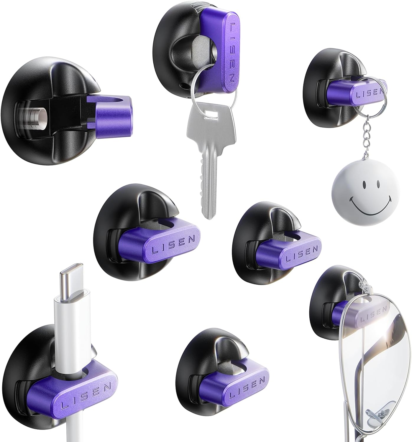 8er-Pack Schreibtisch-Kabelorganisatoren [1S Snap-On] Ladekabelhalter 