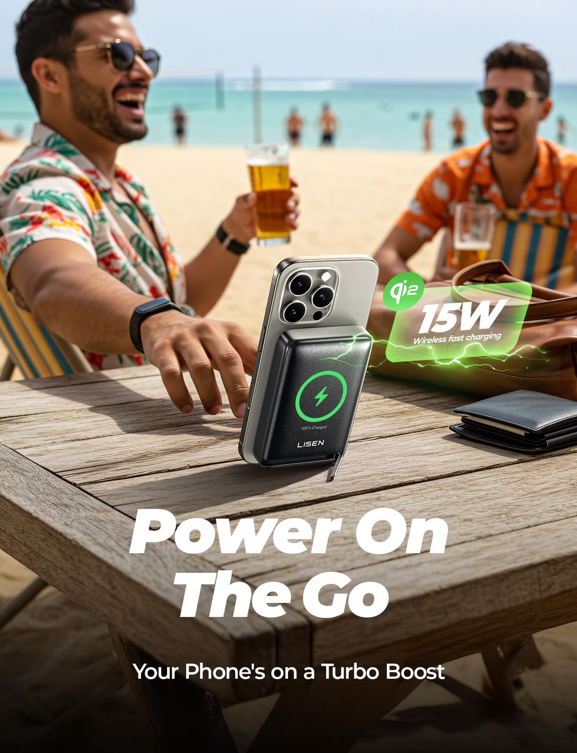 LISEN Qi2 急速充電 ポータブル MagSafe パワーバンク