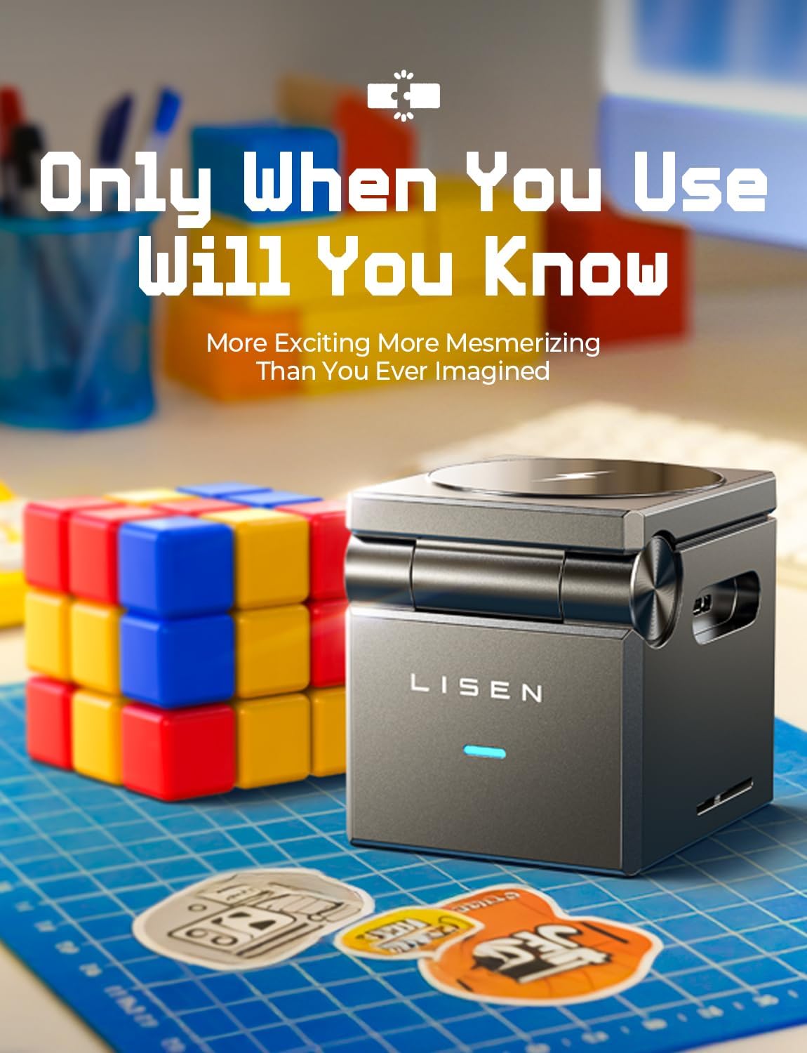 LISEN Qi2 Magsafe 充電スタンド 3 in 1 Apple iPhone および Watch 充電ステーション 15W Magsafe 充電スタンド キューブ 折りたたみ式 iPhone 17 16 および Google Pixle 10、10 Pro、10 Pro XL 用