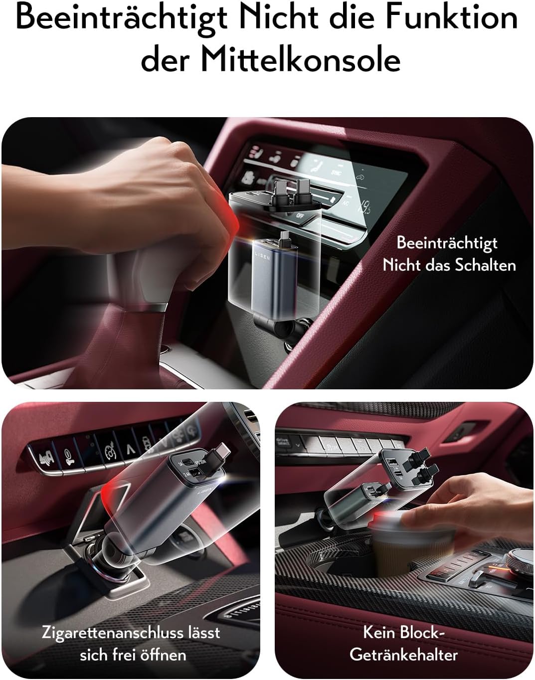 LISEN 57 W Cigarette Lighter USB C 3 in 1 Car Charger
