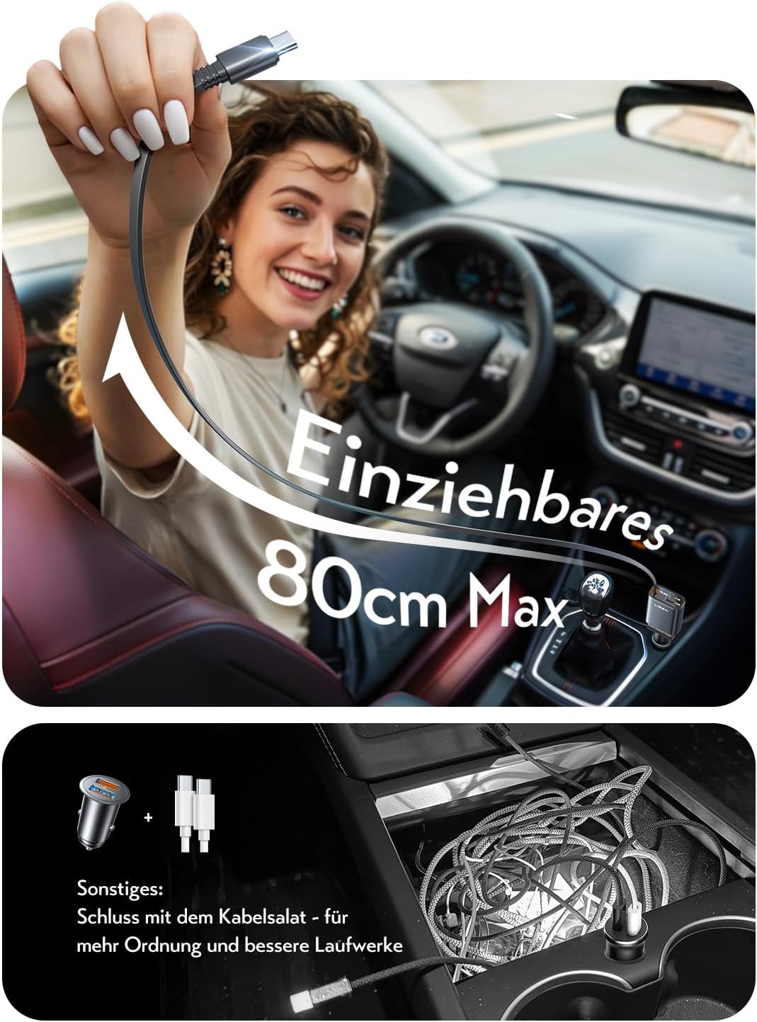 LISEN 57 W Cigarette Lighter USB C 3 in 1 Car Charger