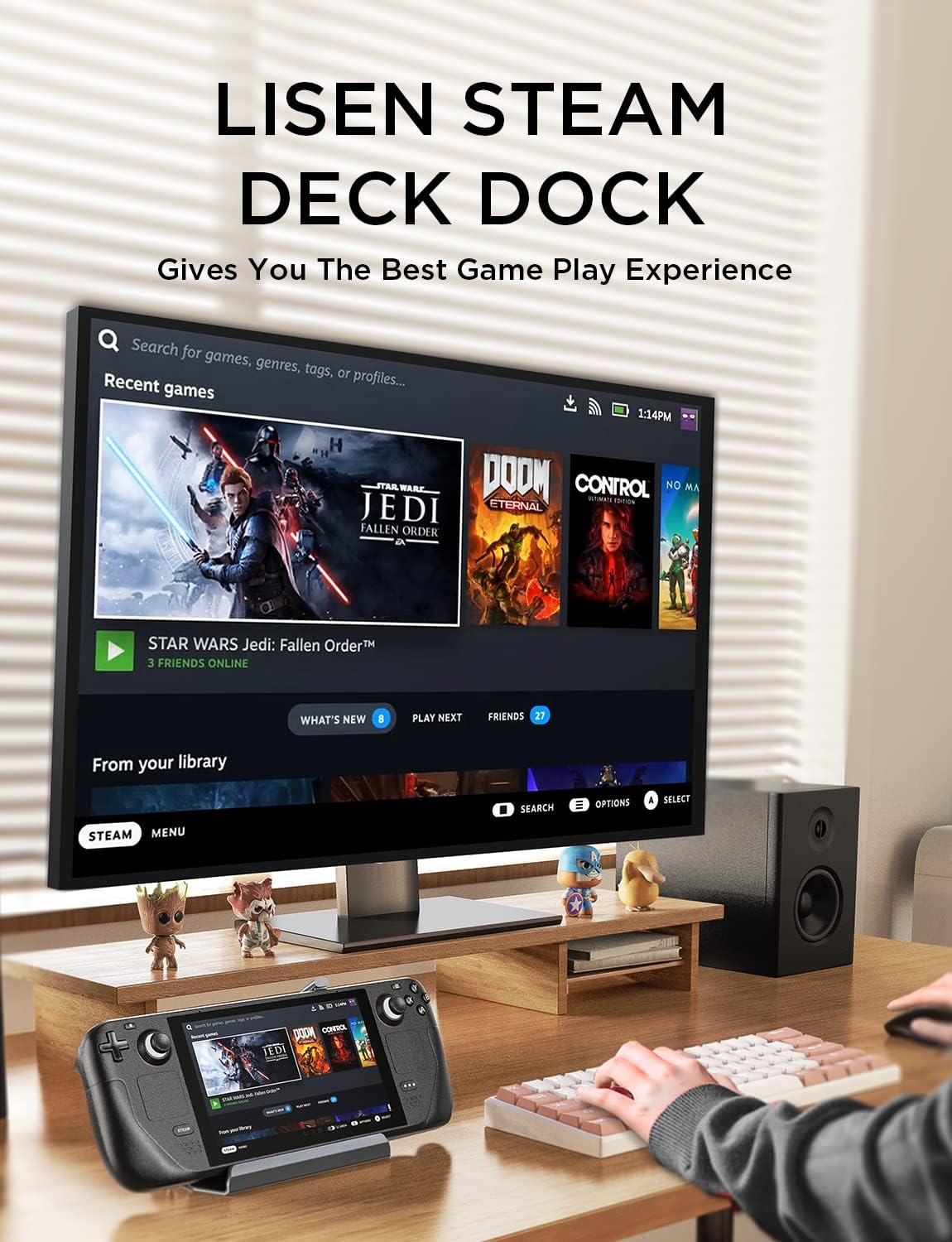 Lisen 13-in-1 スチームデッキドック（デュアル冷却ファン搭載） 