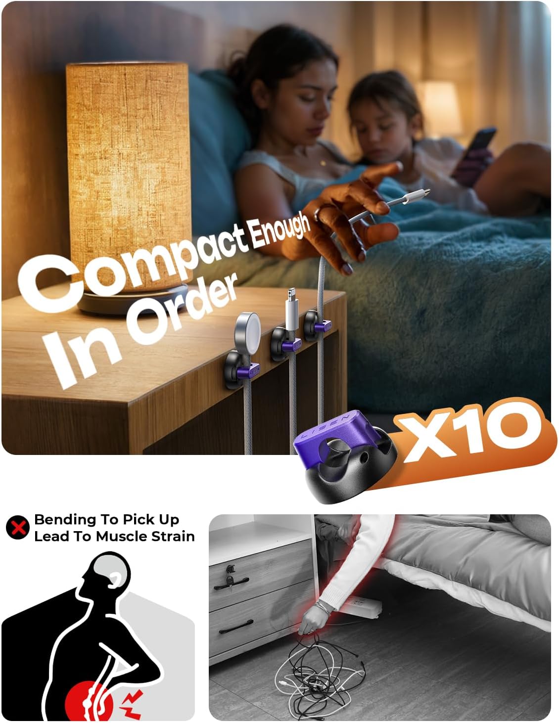 マグネット式ケーブルクリップ 10個パック