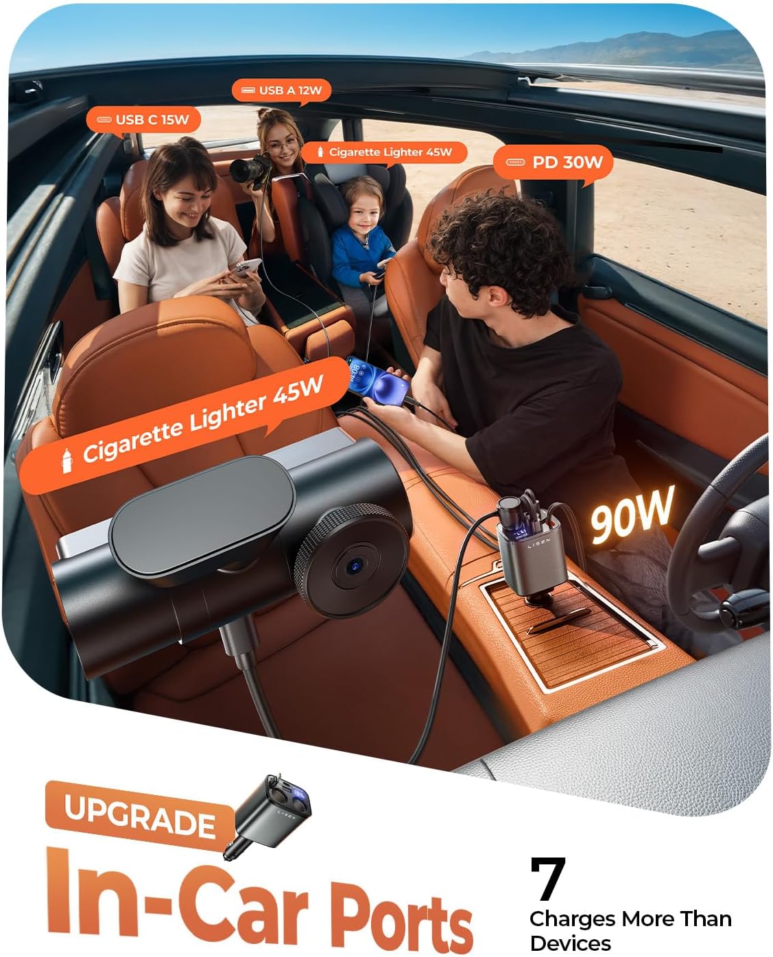 LISEN 5-in-1 シガー ライター スプリッター