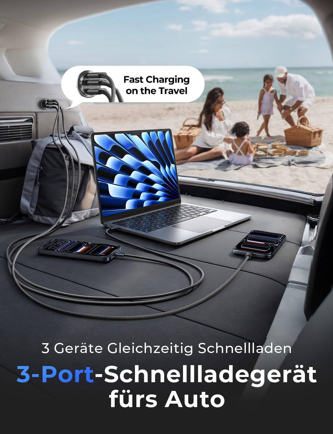 LISEN Mini-USB-C-Autoladegerät, 12 V, Schnellladung, Zigarettenanzünder