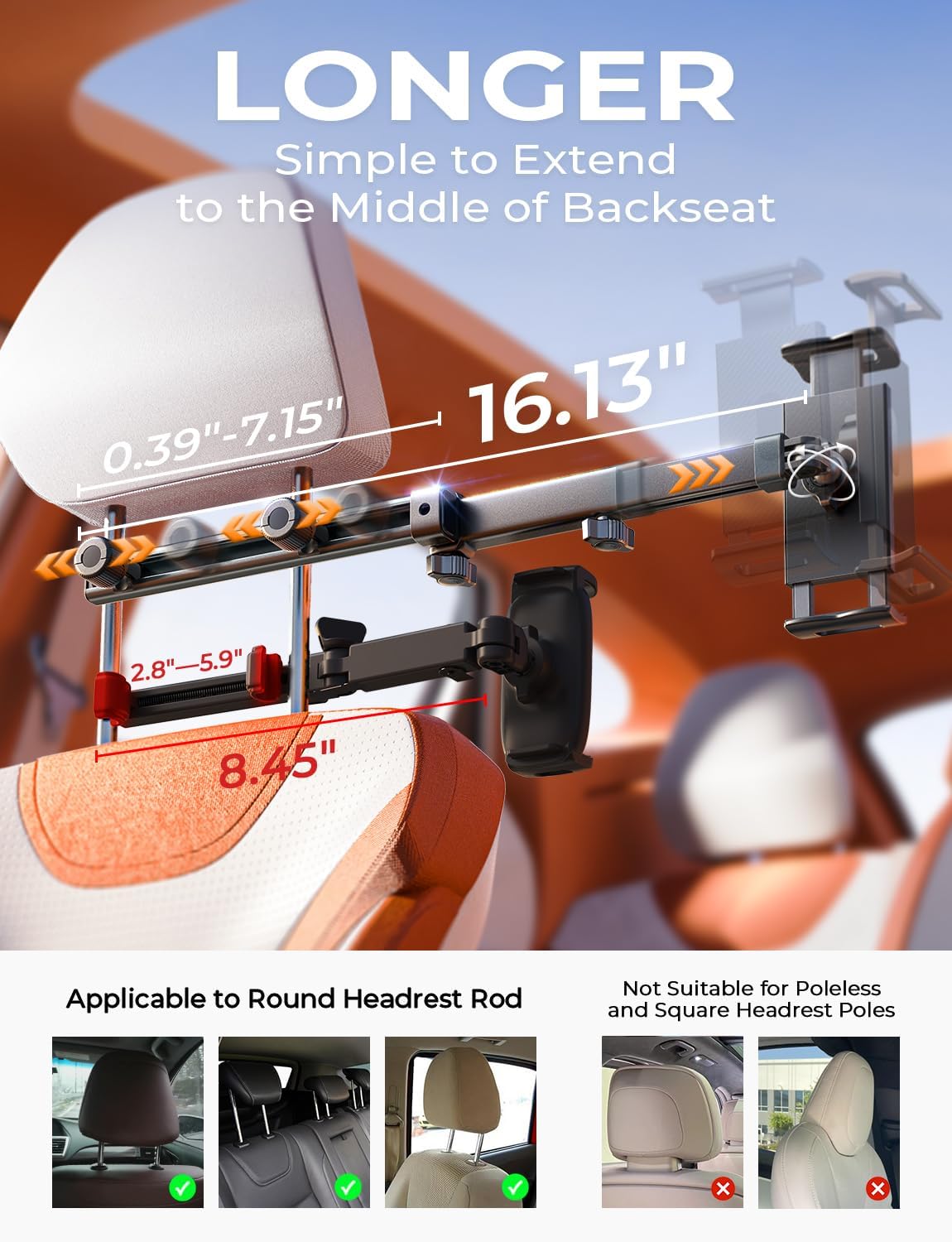 LISEN für iPad-Halterung für Auto-Kopfstütze 