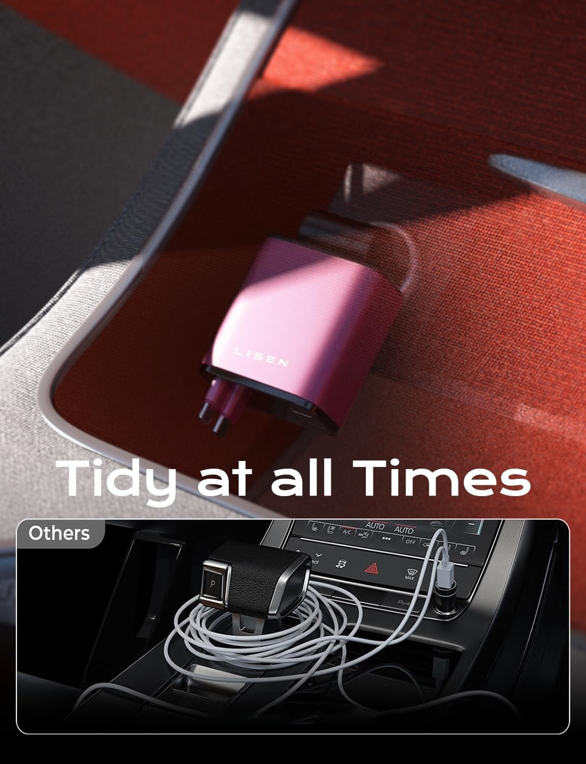 LISEN Retractable Car Charger 4 in 1, Fast Car Phone Charger with Cord 31.5inch