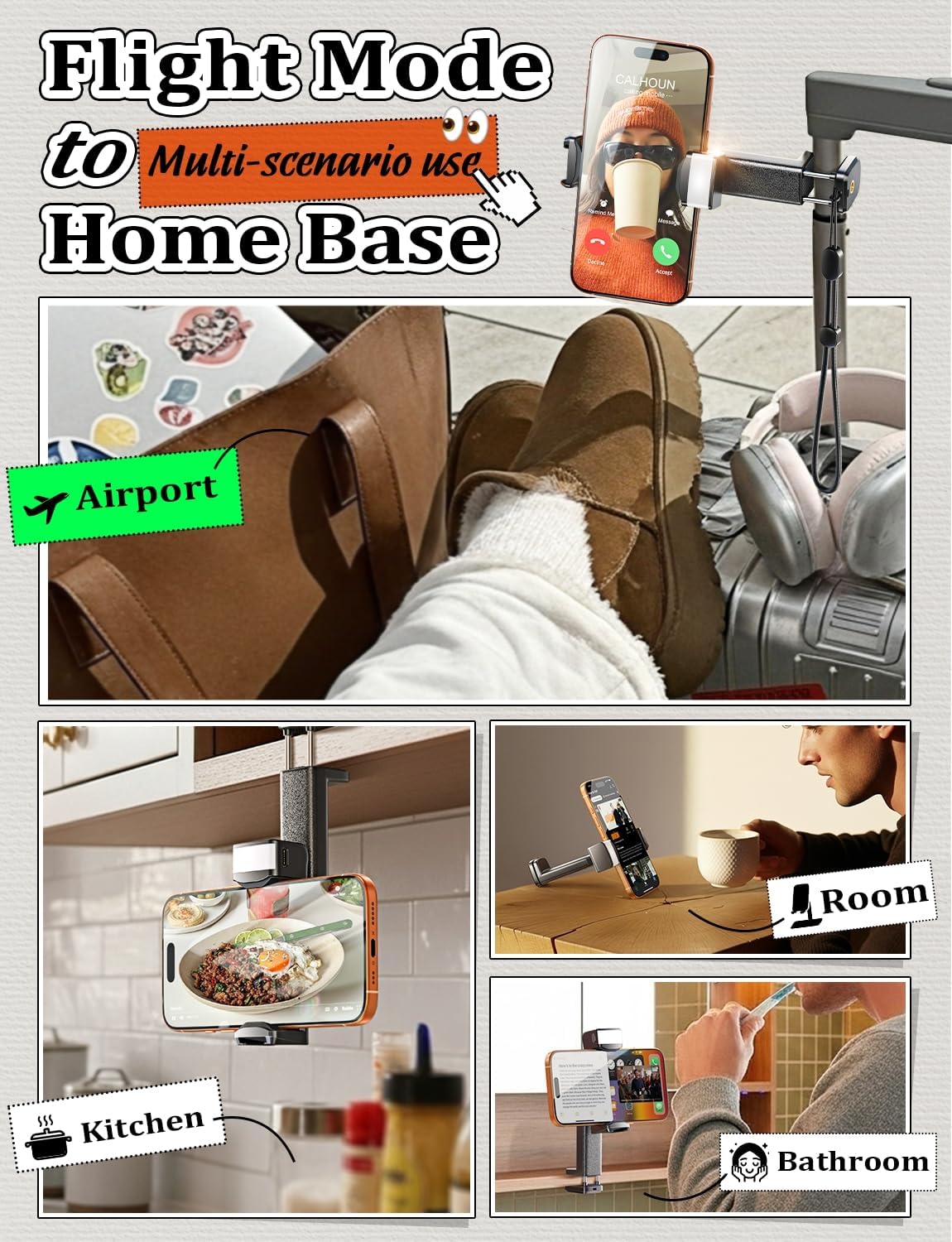 LISEN LED Travel Phone Holder Mount