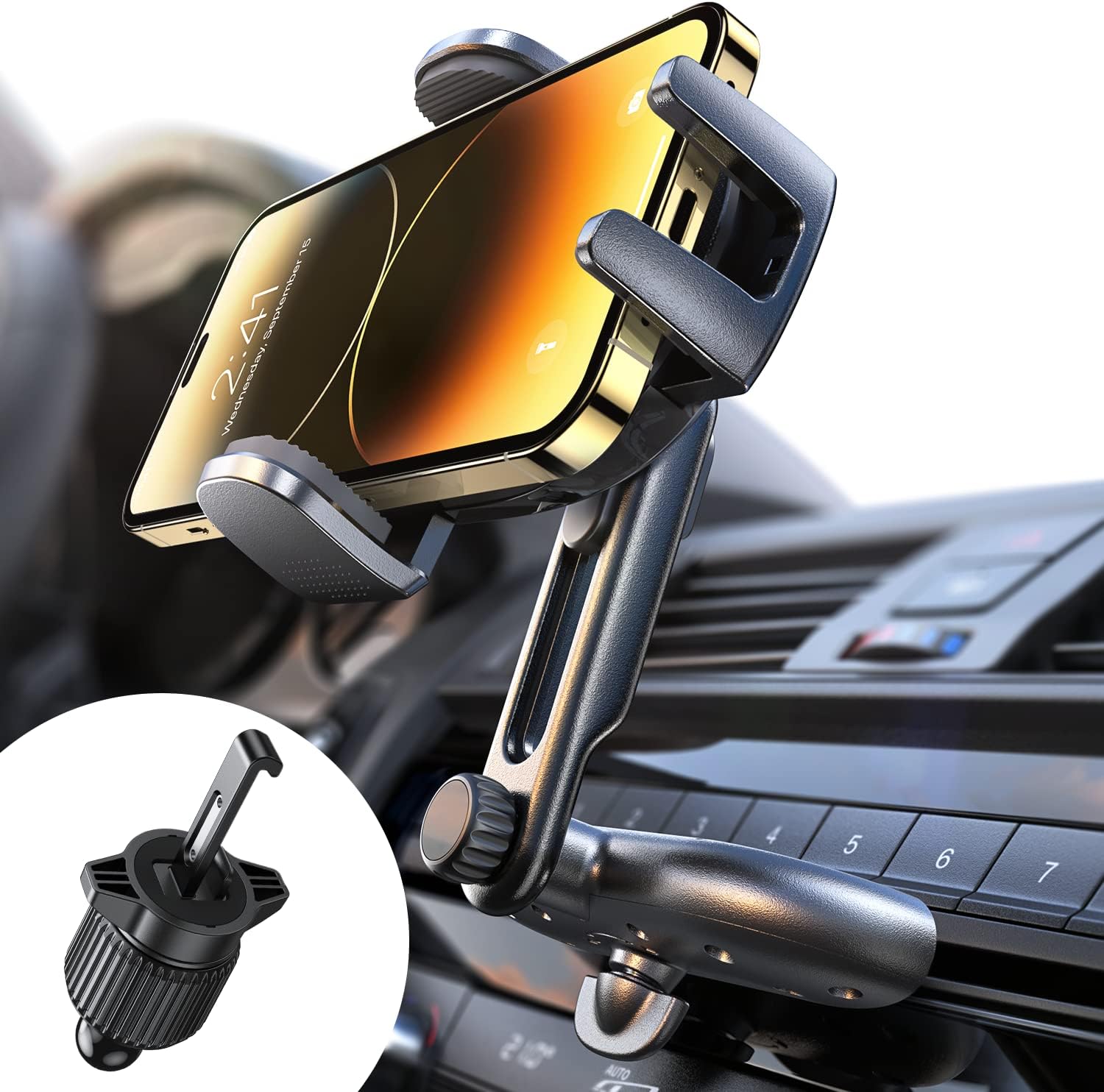LISEN CD Phone Holder for Car iPhone 17 Adjustable