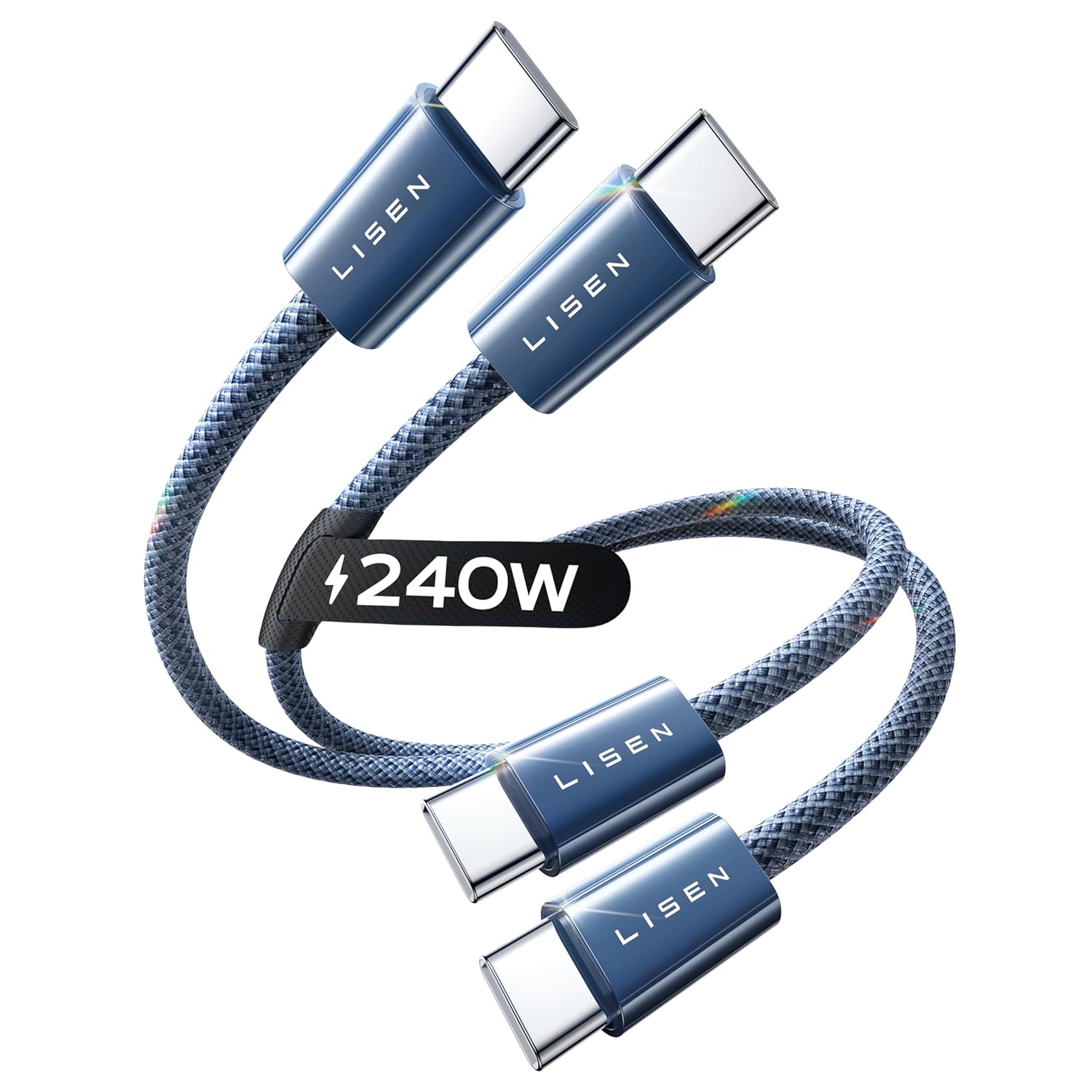 LISEN 2 Pack 240W USB C to USB C Cable 0.5M Charger Cable Grey