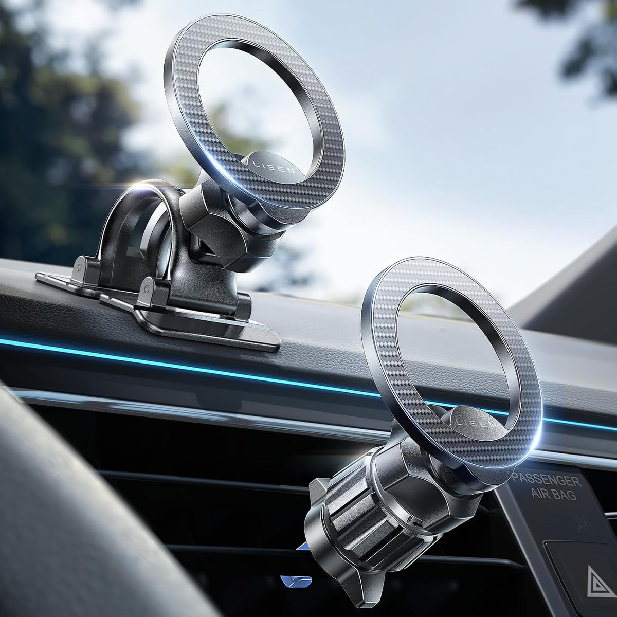 LISEN for iPhone 18 Pro Max Car Mount Holder Magnets Magnetic for MagSafe Car Mount Vent Dashboard Magnet Cell Phone Holder Mounts Car Accessories fit iPhone 18 Pro Max 17 16 15 14 13 12 Carbon Fiber