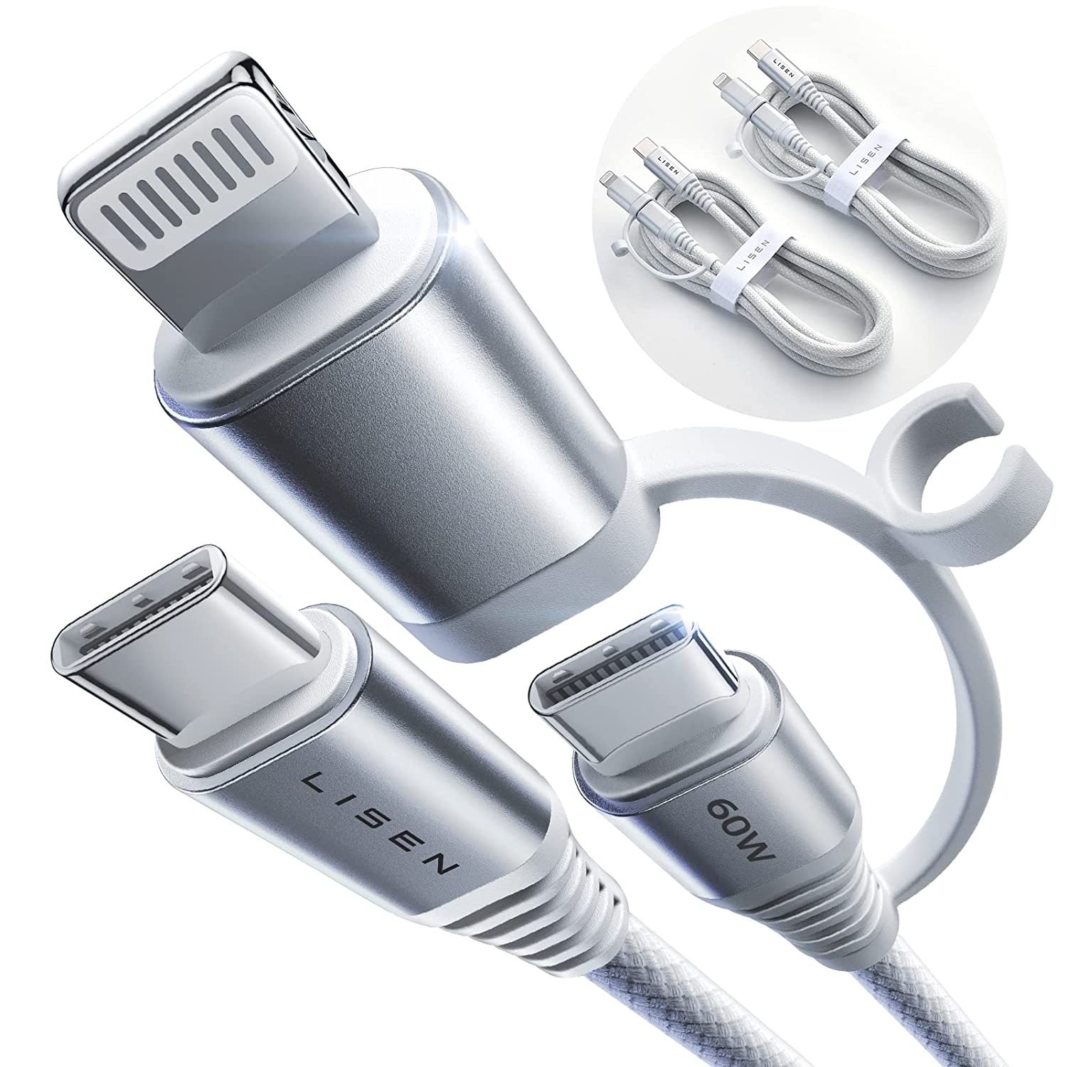 Lisen 2-in-1 USB C to C/Lightning ケーブル