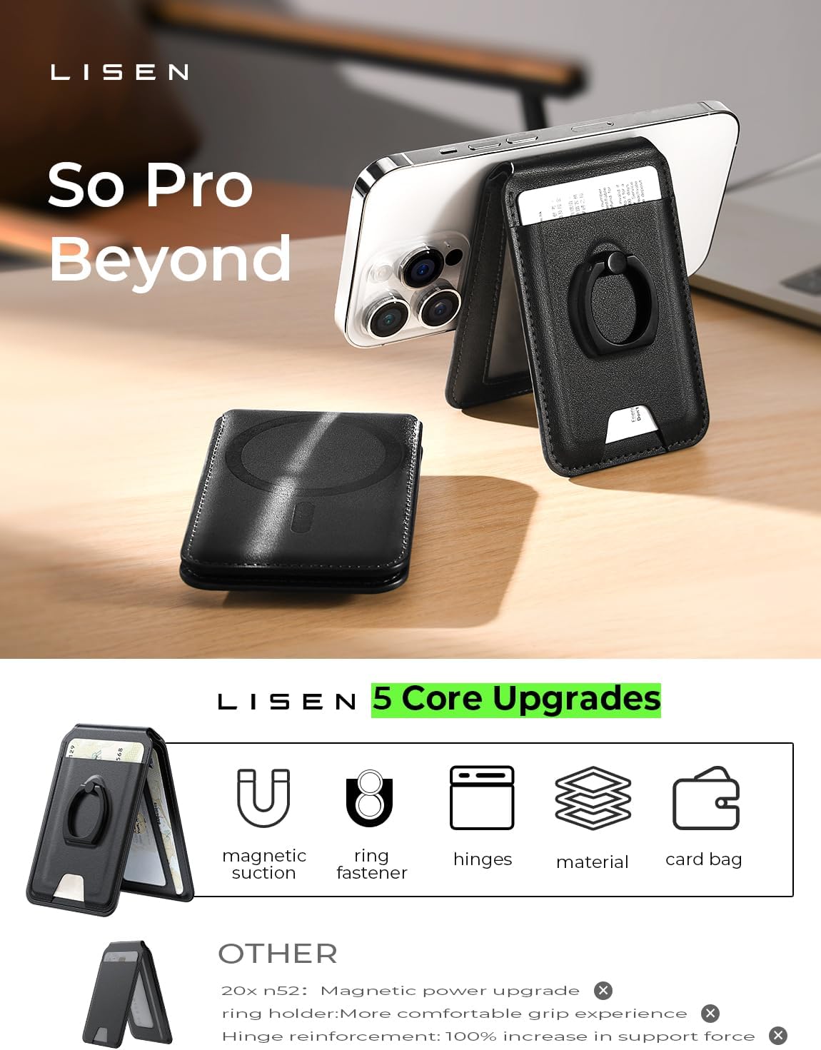 Lisen Magsafe ウォレット カード ホルダー