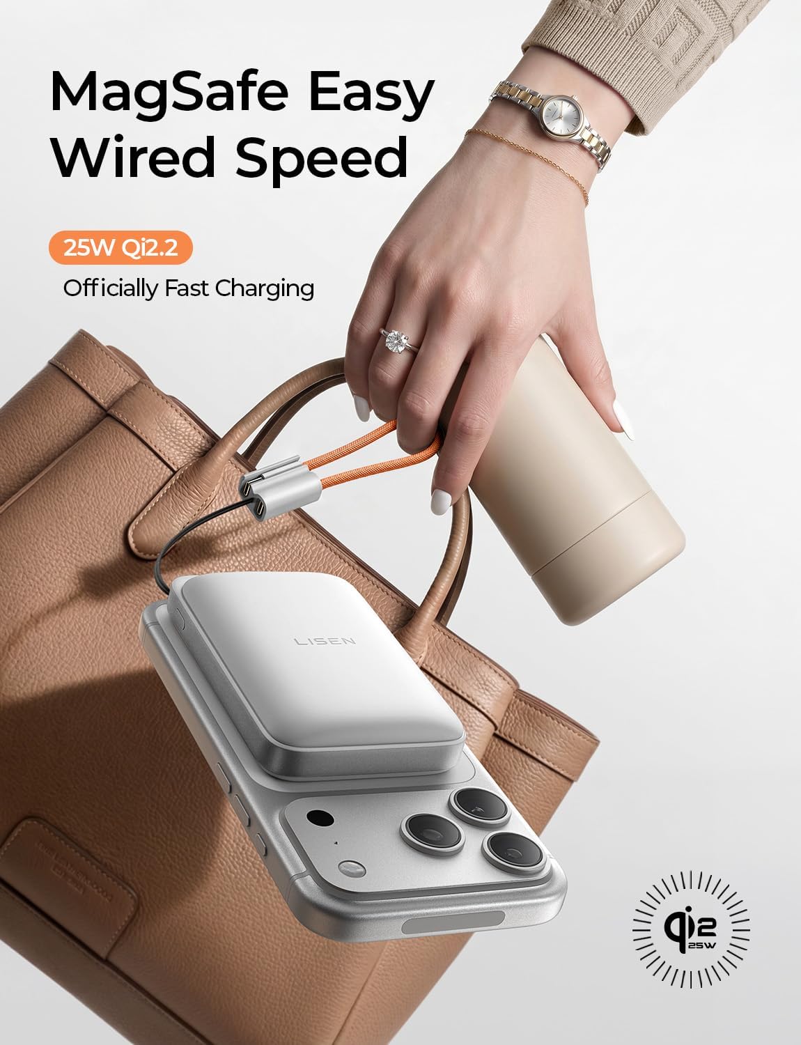 LISEN Qi2.2 25W for Magsafe Power Bank  (White)
