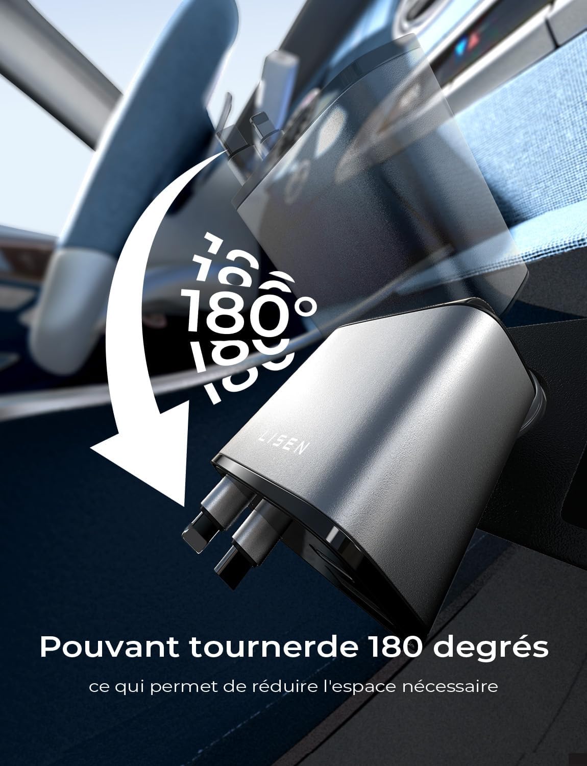 LISEN 4 in 1 Retractable USB C Car Charger 69W
