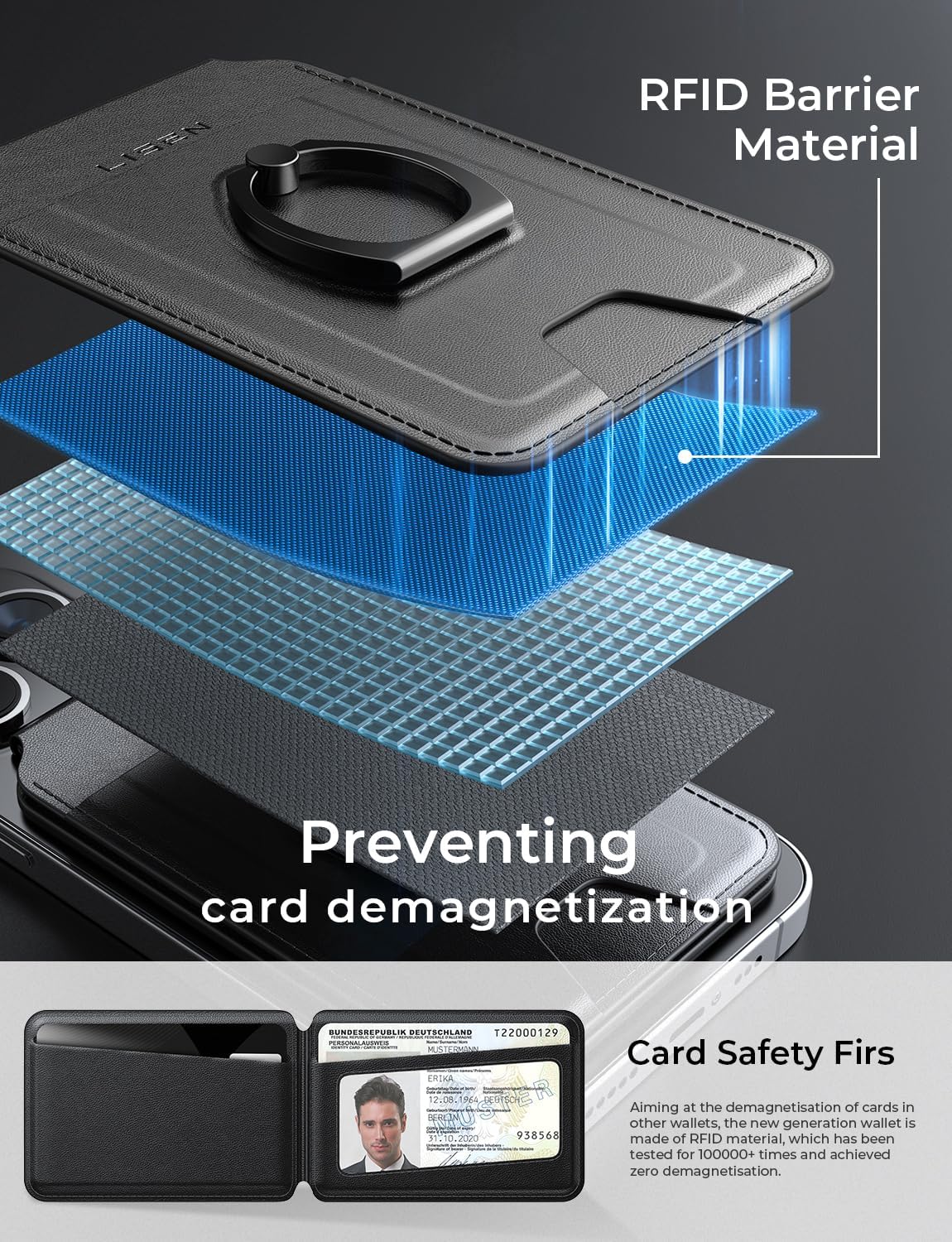 Lisen Magsafe ウォレット カード ホルダー