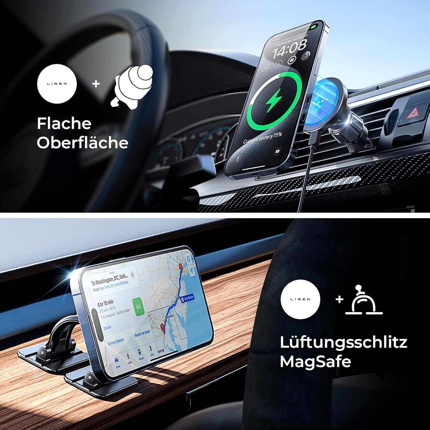LISEN For Magsafe Car Mount 15 W Mobile Phone Holder Car