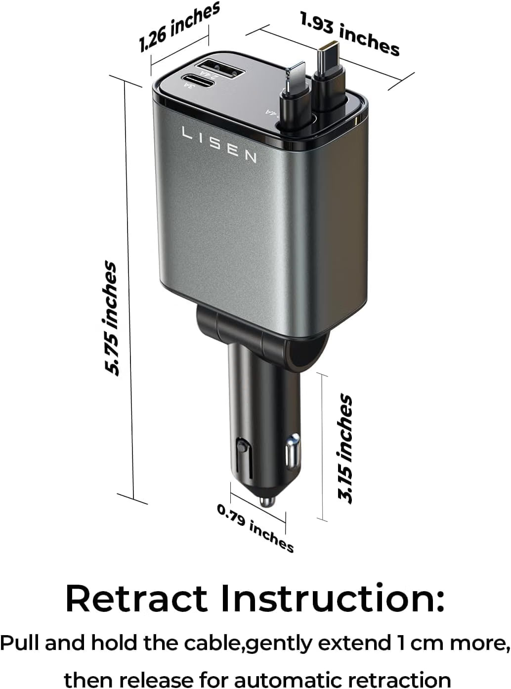 Birthday for Women Men Drivers - LISEN 4 in 1 Car Charger 84W Retractable 12V USB C Adapter Socket Cigarette Lighter Charger Car Accessories Gadgets for iPhone 17 15
