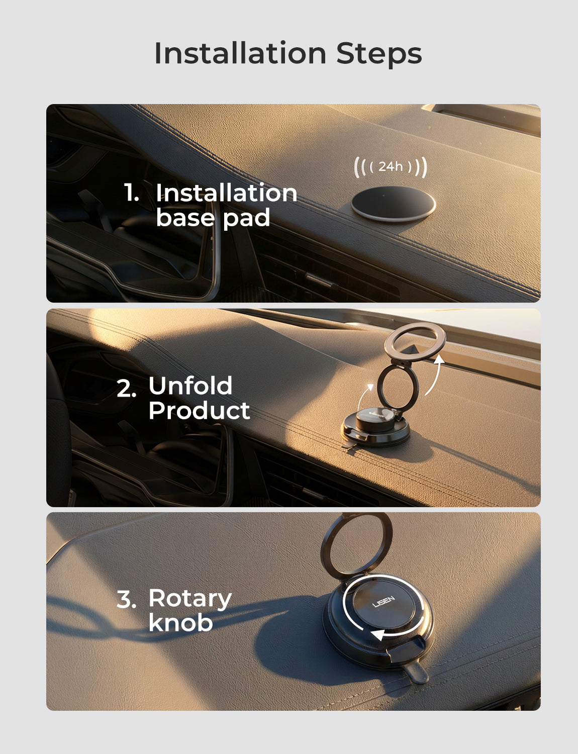 LISEN 360° Vacuum Suction MagSafe Car Mount