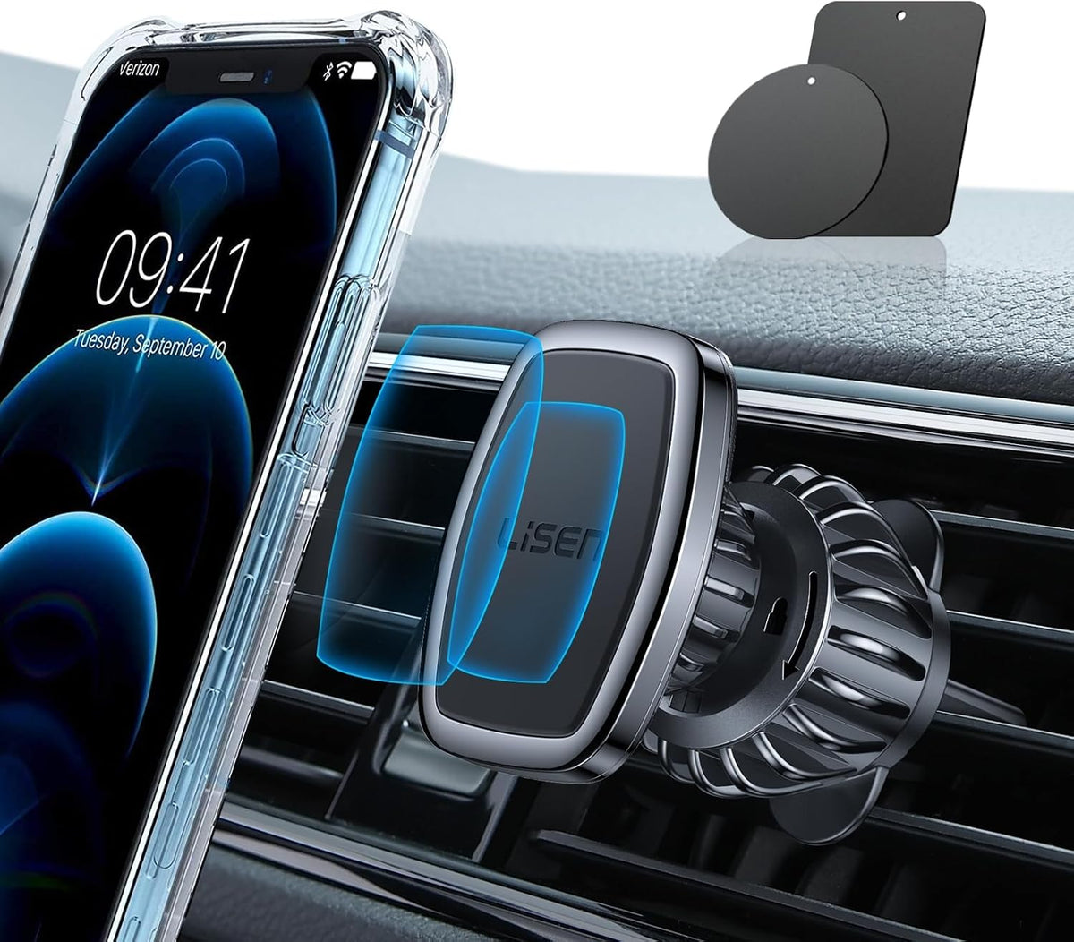LISEN Magnetic Phone Holder Car,[Military-Grade Hook] 6 Magnets Phone Mount
