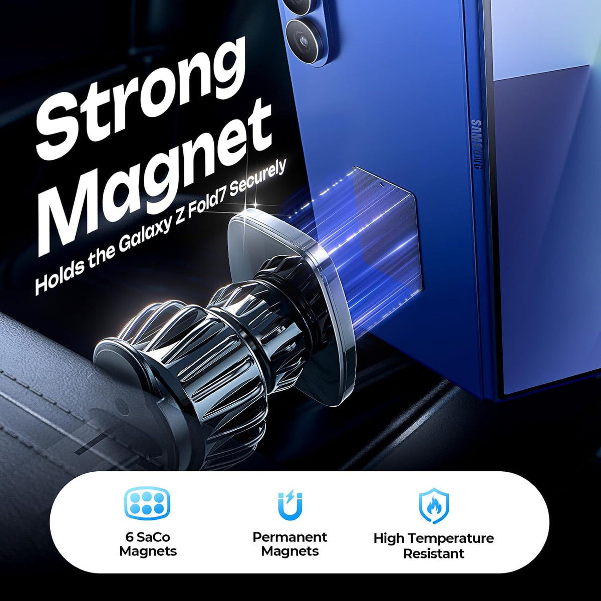 LISEN Magnetic Phone Holder Car,[Military-Grade Hook] 6 Magnets Phone Mount
